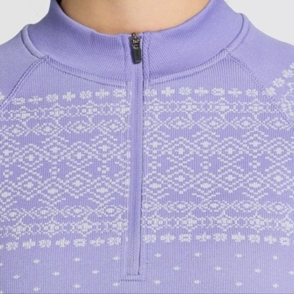 DSG Women purple white longsleeves quarter zip Size M sweater NWT - Picture 6 of 7